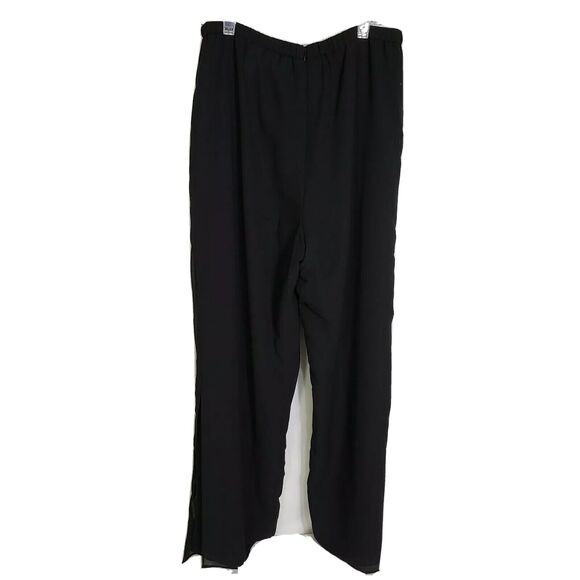 Coldwater Creek Pants Size 10P Black Elastic Back Waist Side Slit Zipper Wide - Picture 1 of 9